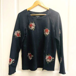 Lucky Brand Embroidered Rose Top Light Sweater Worn In Look